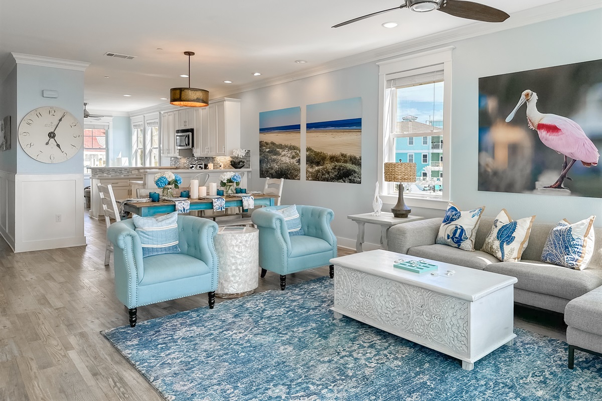 This bright, open concept space is perfect for hanging out with family and friends.