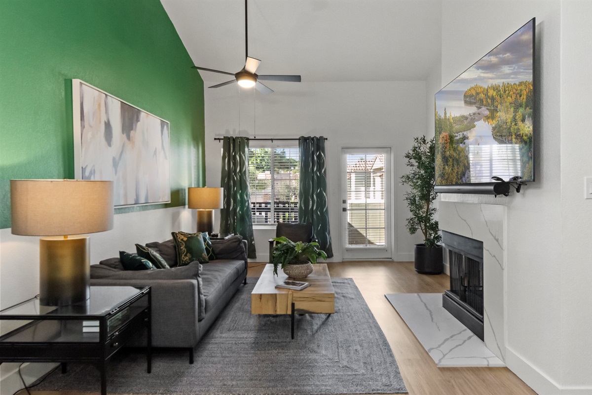 Stylish living area with entertainment and high-speed internet access.