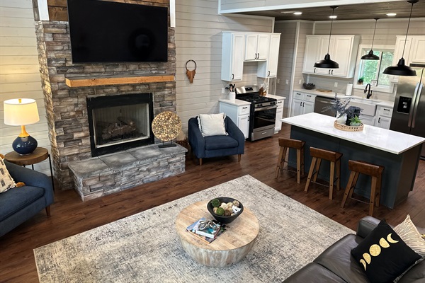 You can just settle in for movie night or set the mood with a romantic fire.