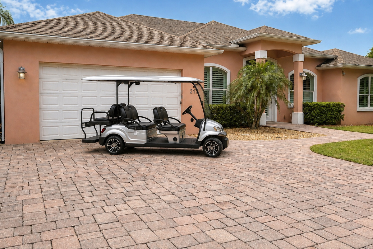 Golf carts are available to rent through a third-party provider—perfect for easy rides to the beach, local restaurants, and nearby parks!