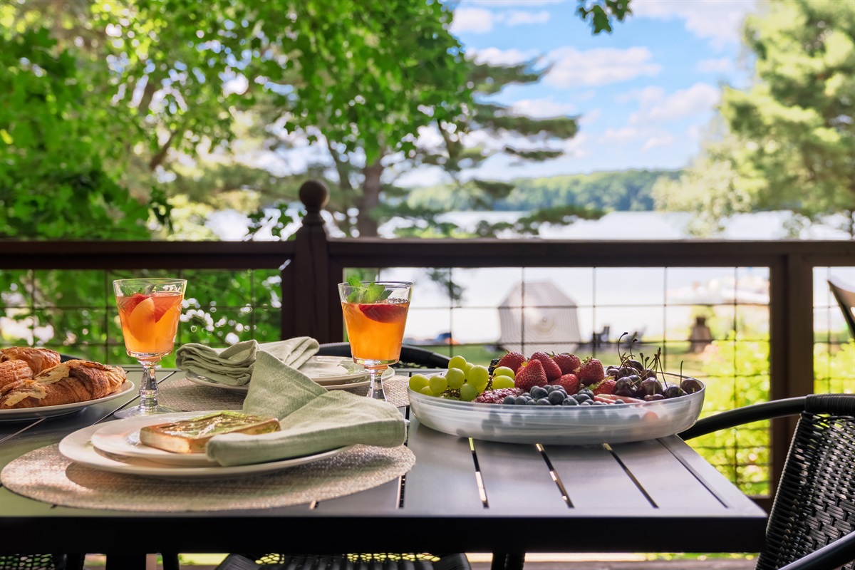 Savor a slow morning on the deck—fresh air, farm-fresh bites, and views that feed the soul. 