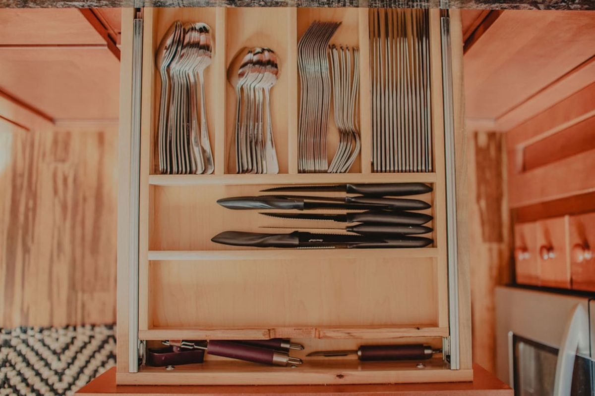 Fully stocked kitchen with utensils and tools for easy meal prep