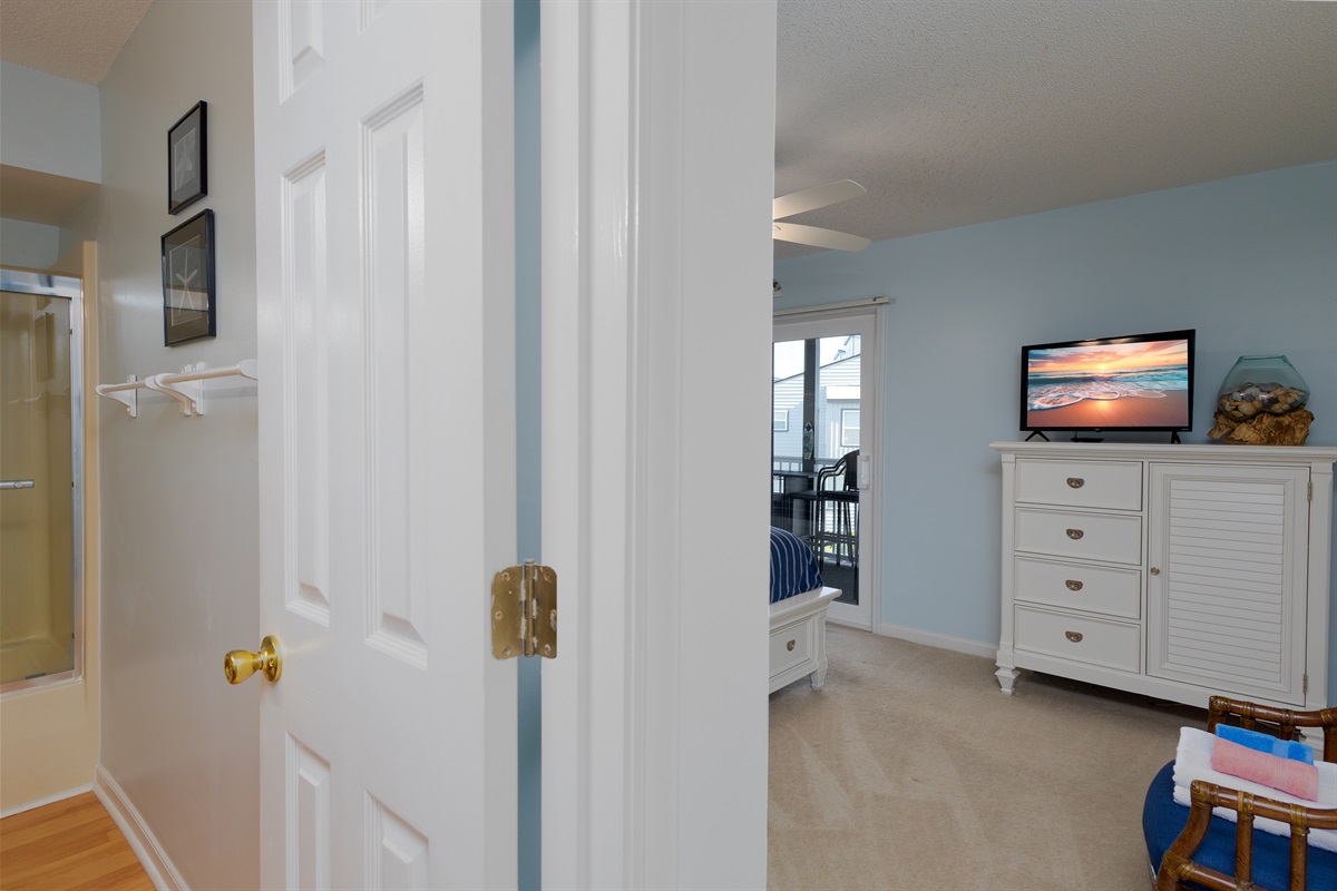 View of the master bedroom from the hallway