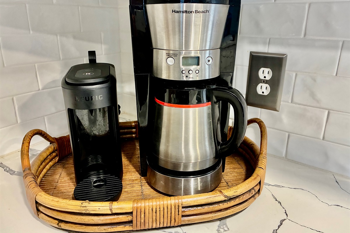 We offer a standard coffee maker and a Keurig!