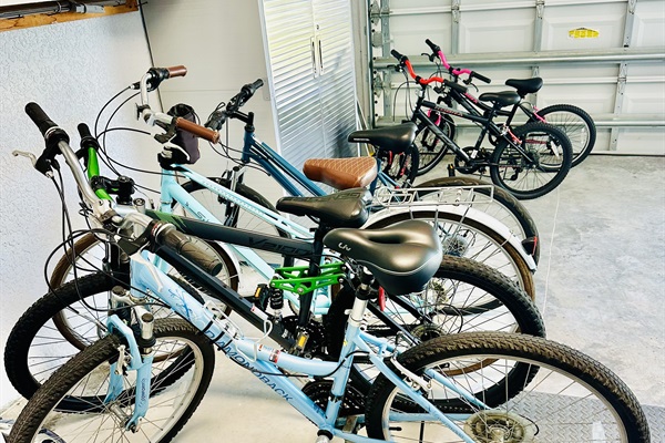 6 bikes for all ages, helmets provided