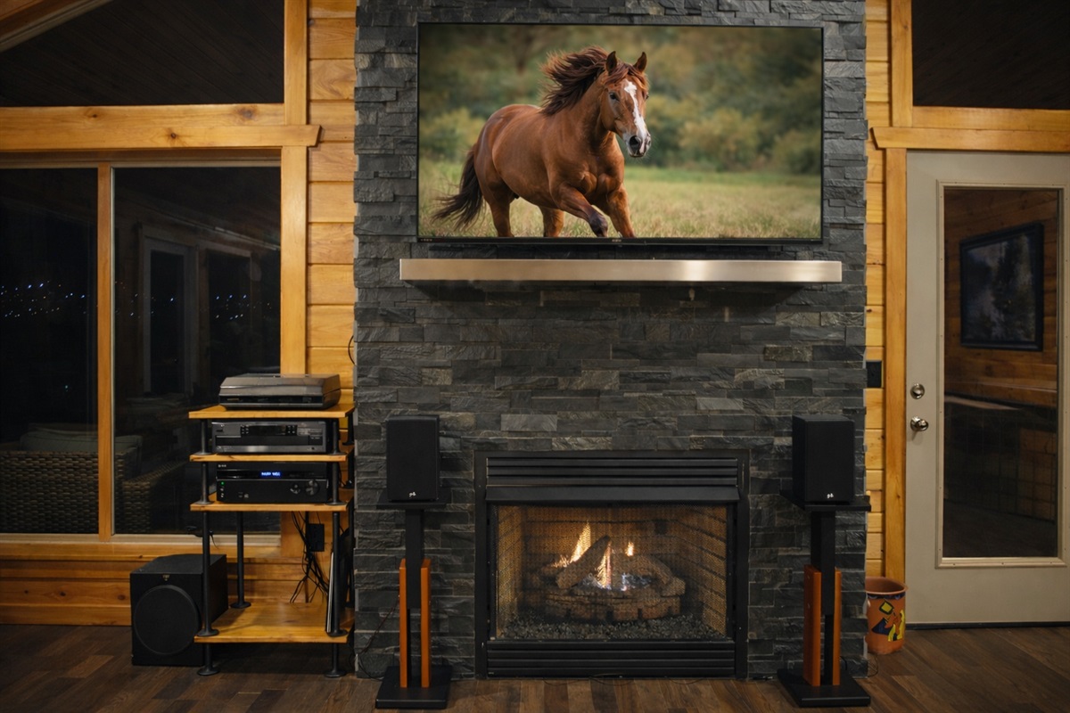 Entertainment center, with working sound system (turntable, cd player, speakers).