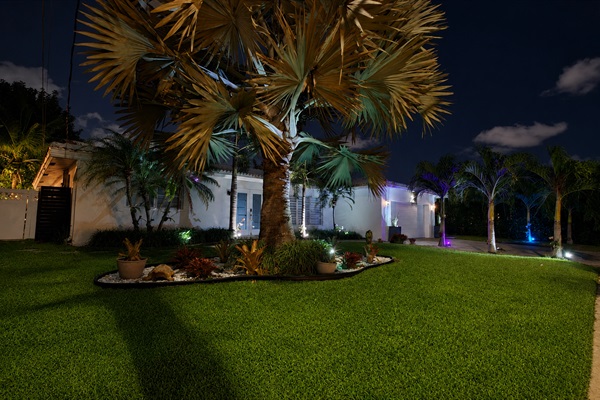 Modern tropical exterior with spacious private parking