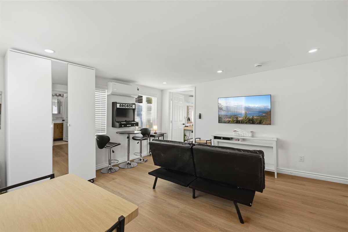 Living Room - Arcade, Storage Closet, Smart TV
