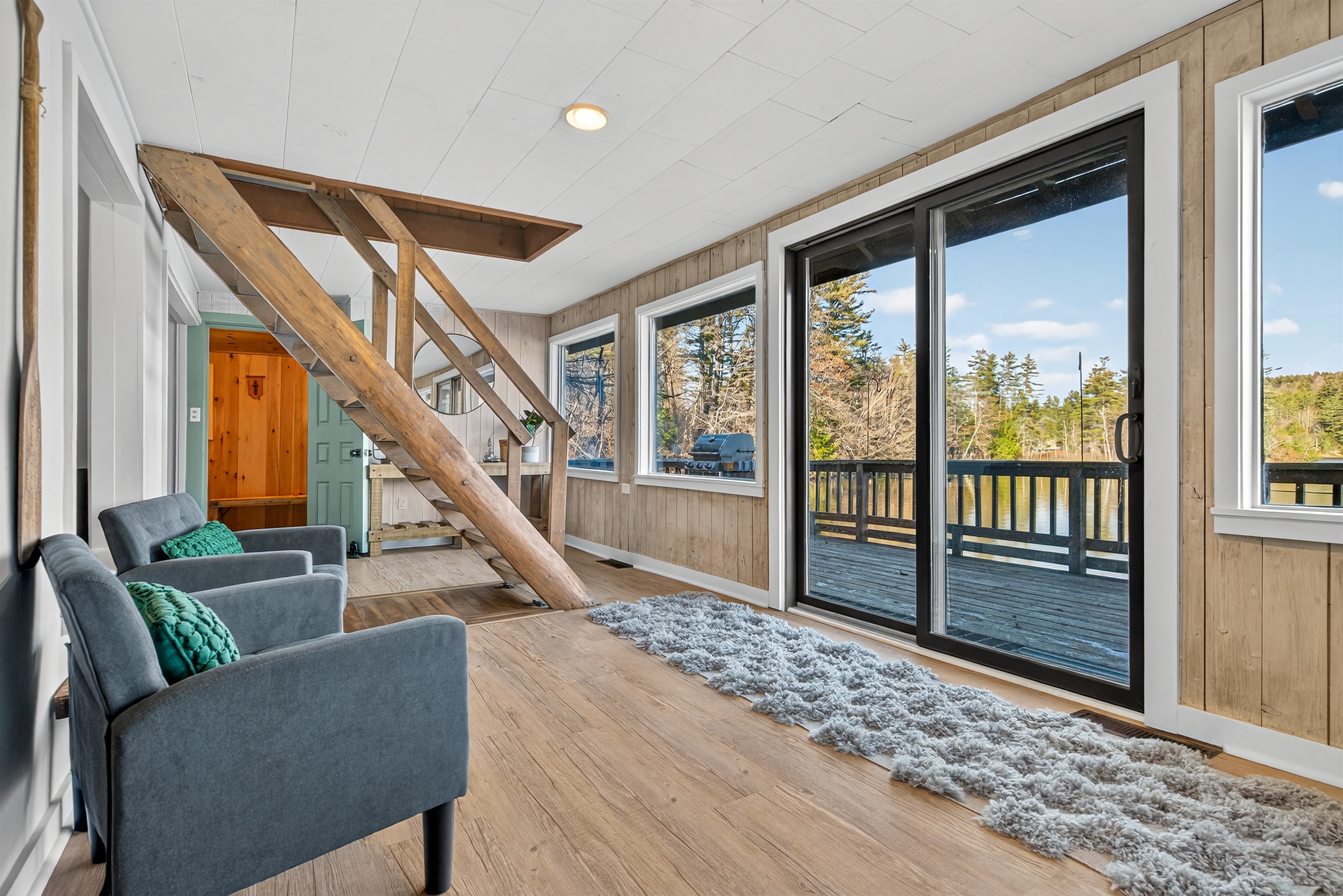 Staircase and entryway overlooking the living room.