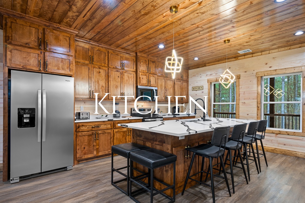 With plenty of counter space and modern appliances, the kitchen makes it easy to prepare meals for the whole group.