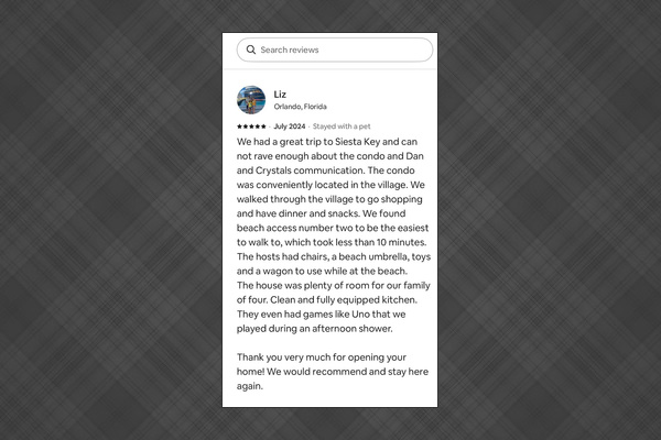 One of our many 5 star reviews from equally fantastic guests
