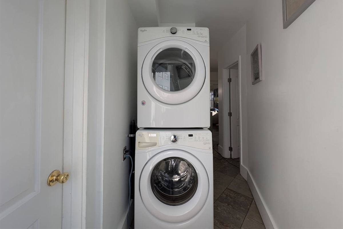 In-unit washer and dryer for added convenience.
