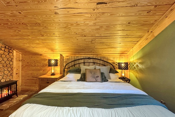 Cozy evenings by the fireplace in the second king bedroom.