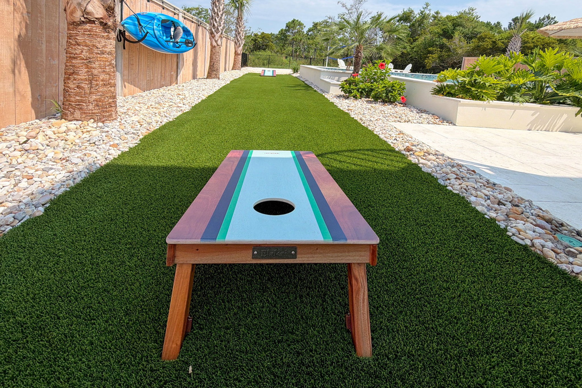 Cornhole and lawn-game space add another easy way to hang out and play right at the house.