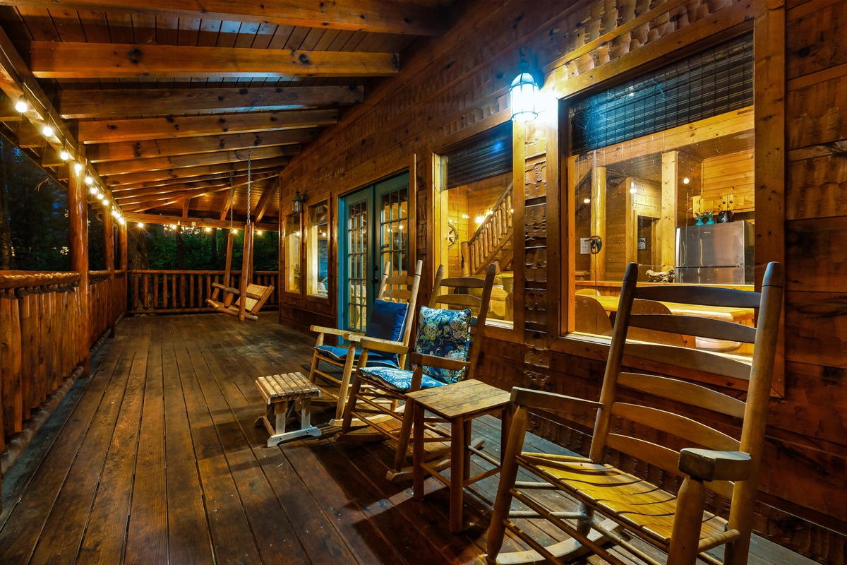 Spacious porch with room to gather and relax
