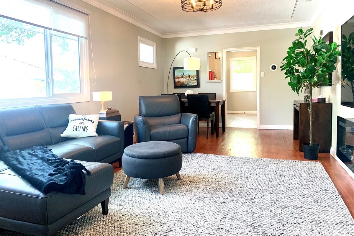 Open concept living in a character home. 