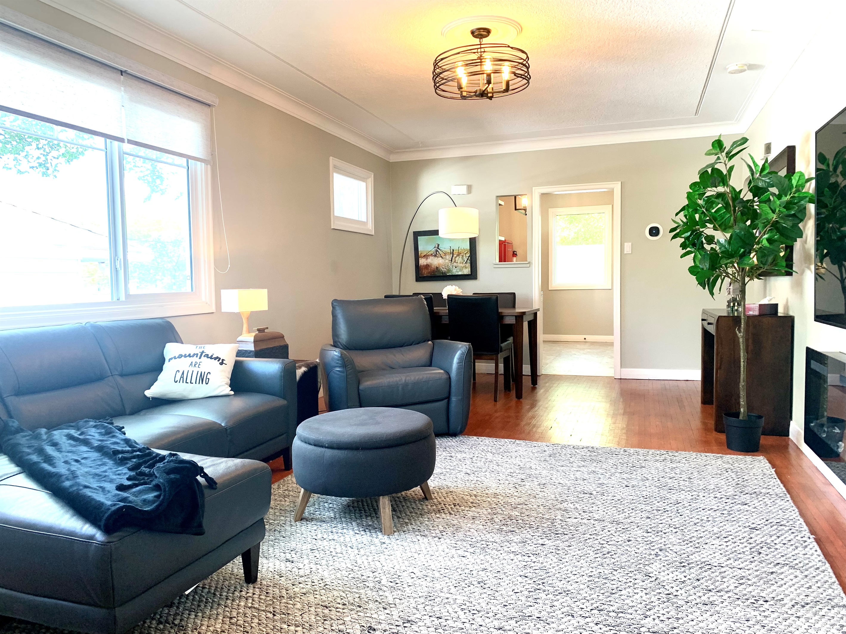 Open concept living in a character home. 