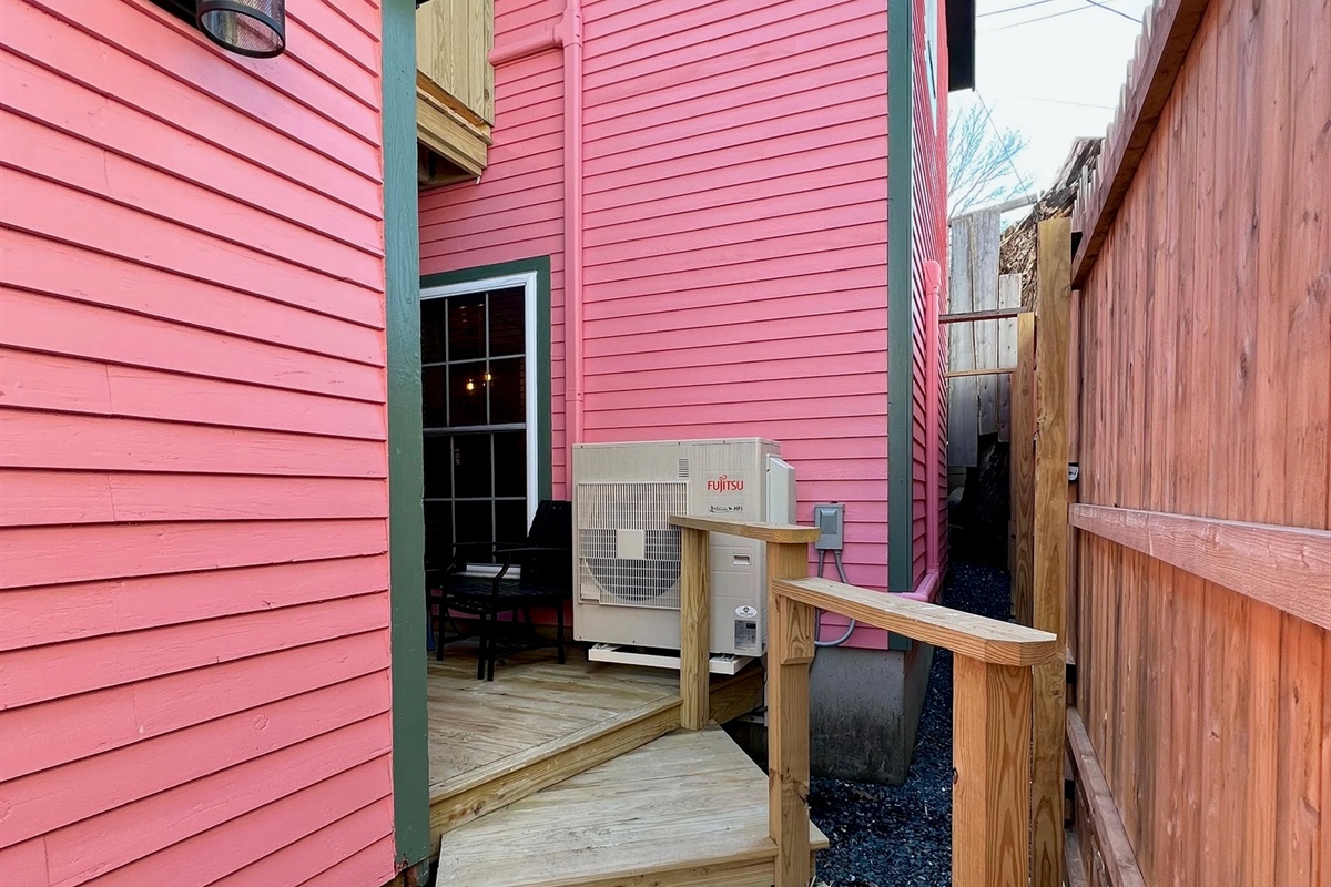 Tucked quietly behind the main storefront you will find the private entrance to your guest house. HVAC Mini Split Units For Heat and AC