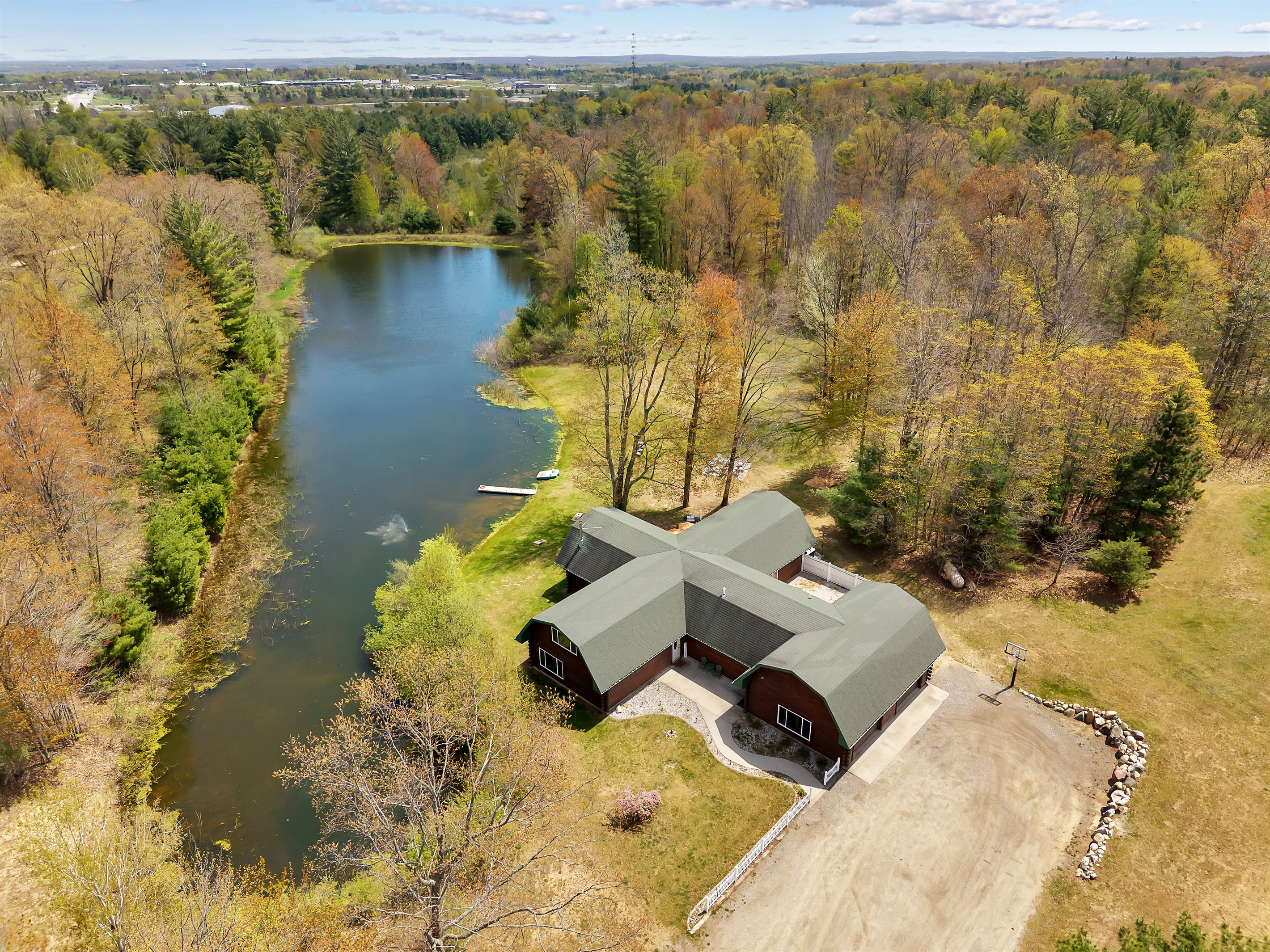 Aerial View of home and water.
