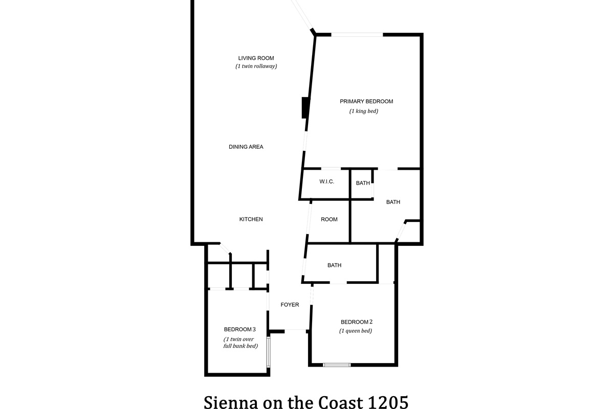 1205 floor plan with beds.