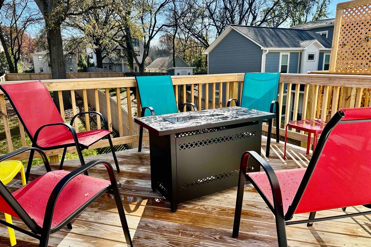 Gather around the fire pit with a glass of wine at the end of the day