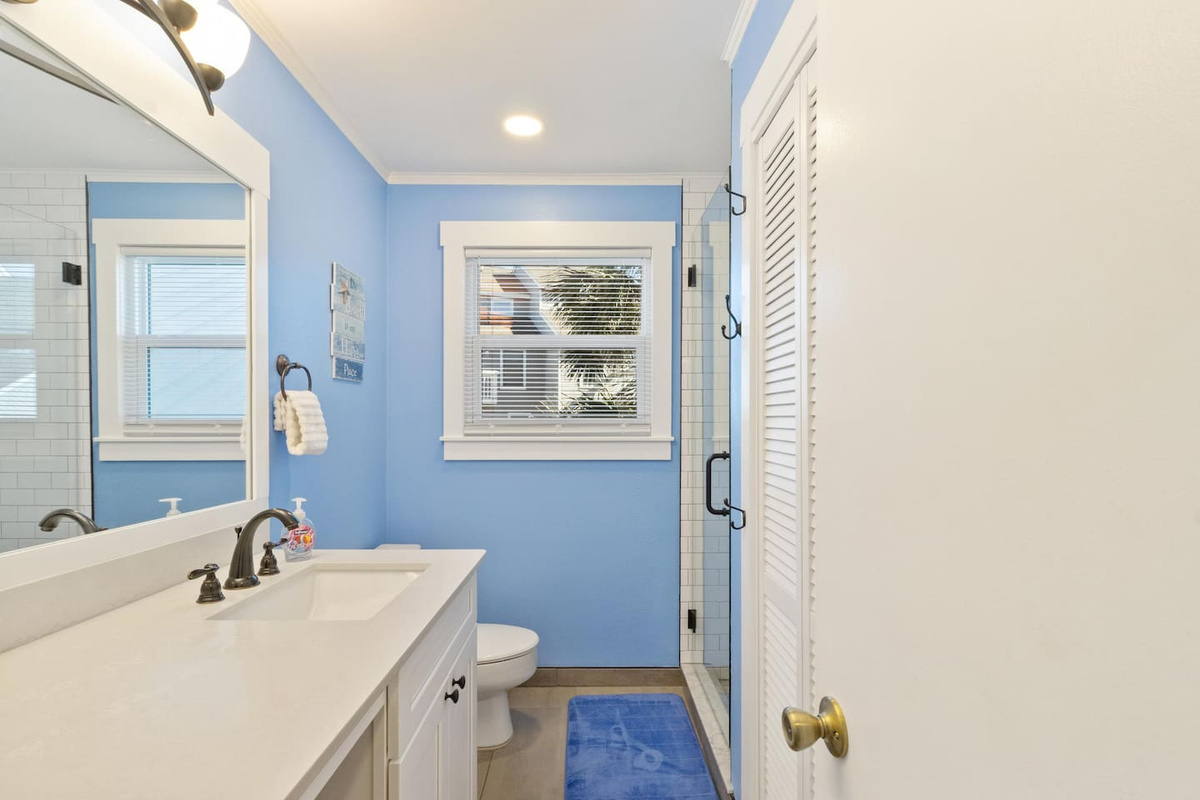 Your guest bath has a shower and extra counter space on the main level &mdash; all the room you need to get ready.