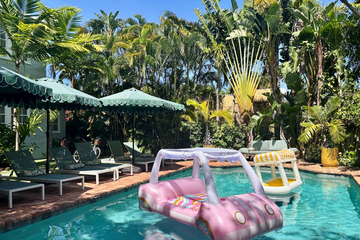 Our idyllic, sun-splashed pool (shared) is right out of a summer dream.
