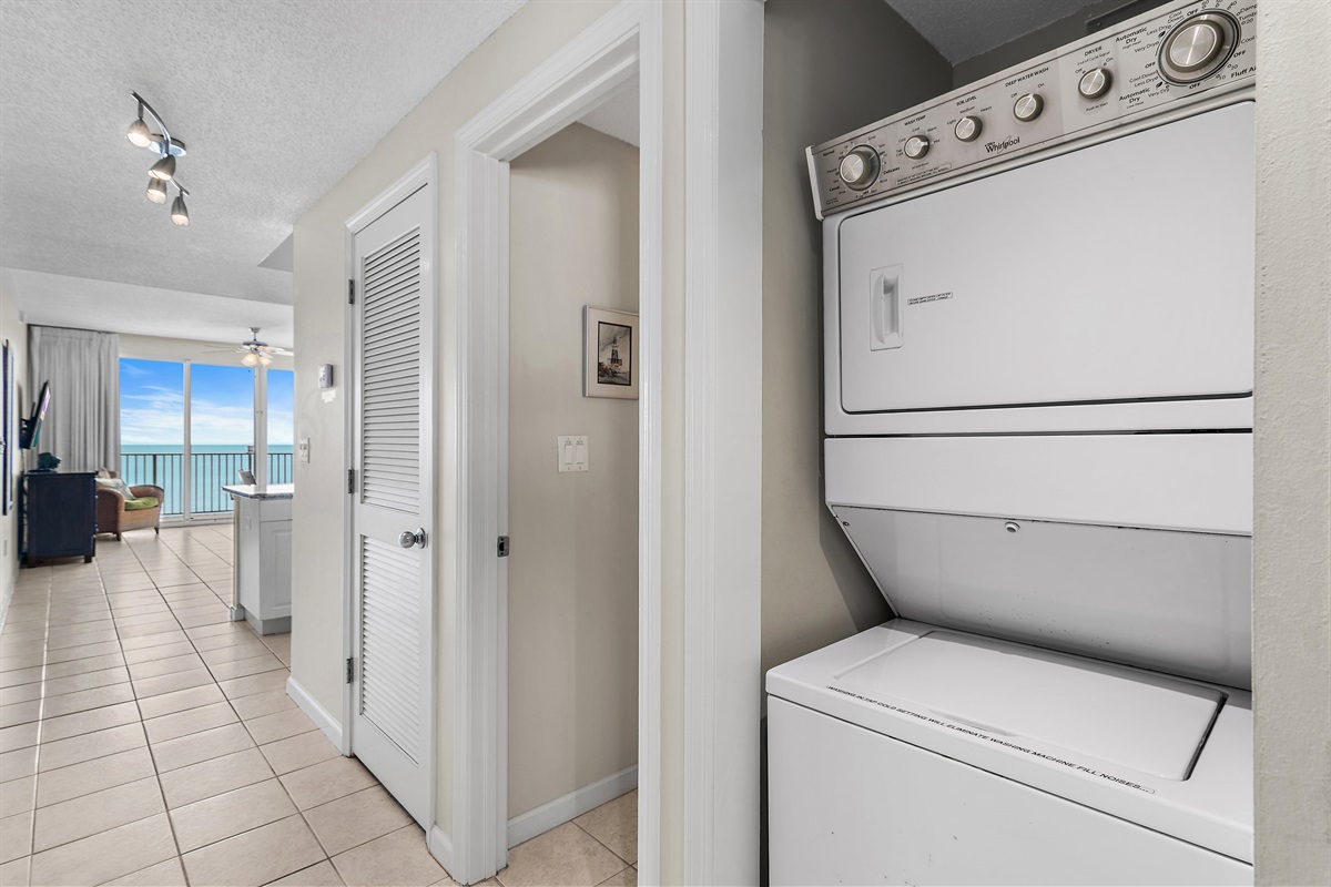 Washer and dryer with plenty of laundry supplies!