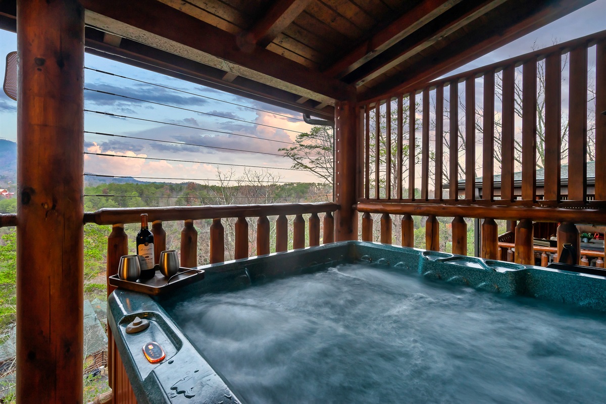 Enjoy the hot tub with great views from the upper deck.