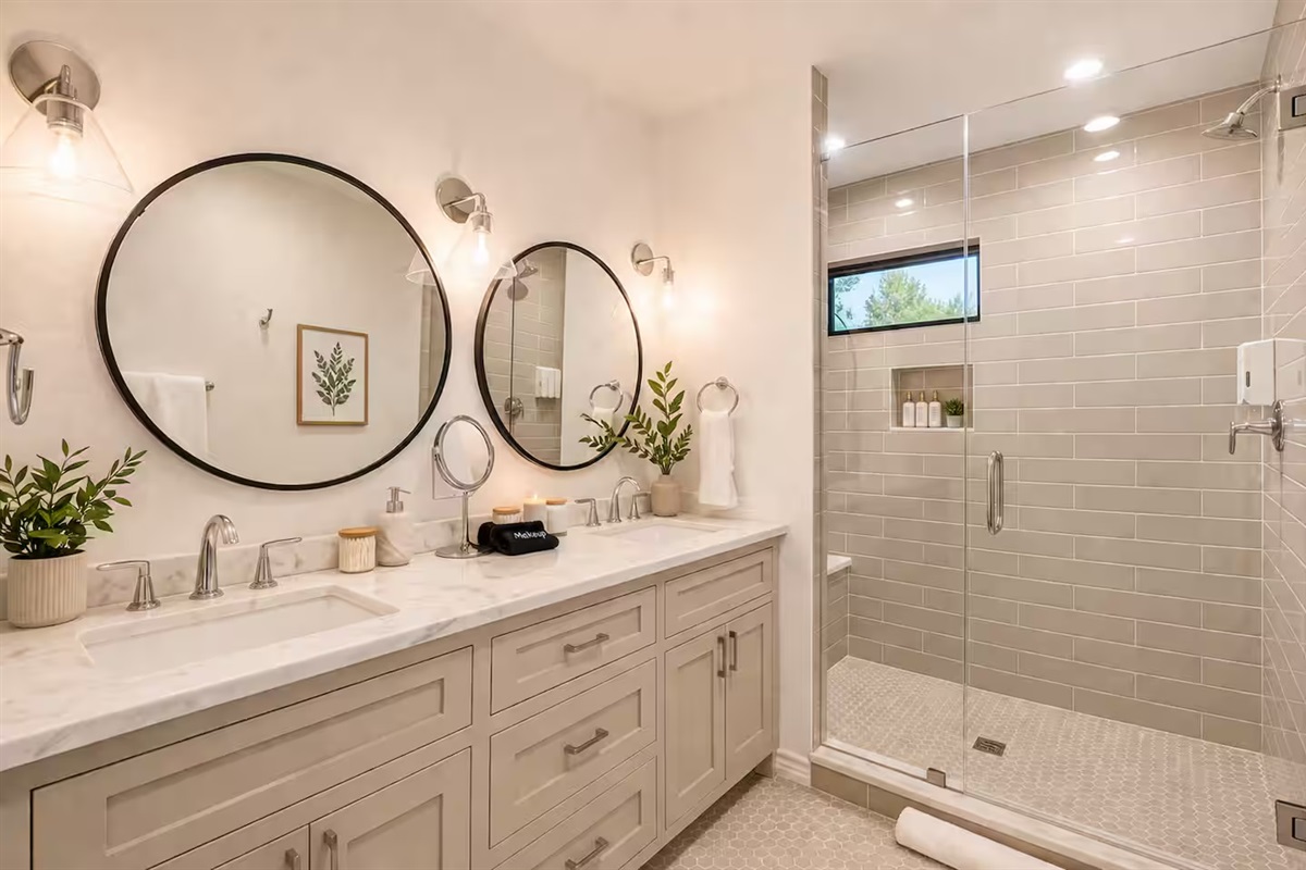 Clean, modern bathroom with walk-in shower