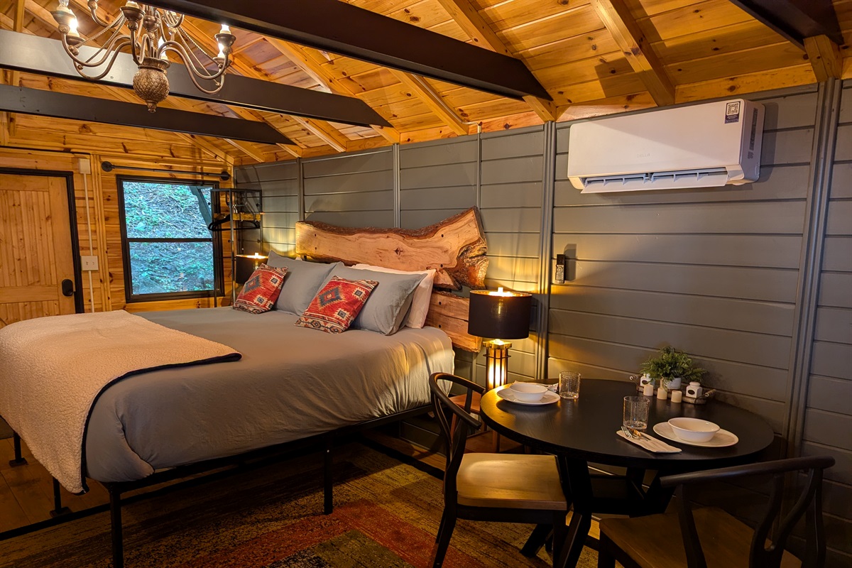 King Bed and dining area