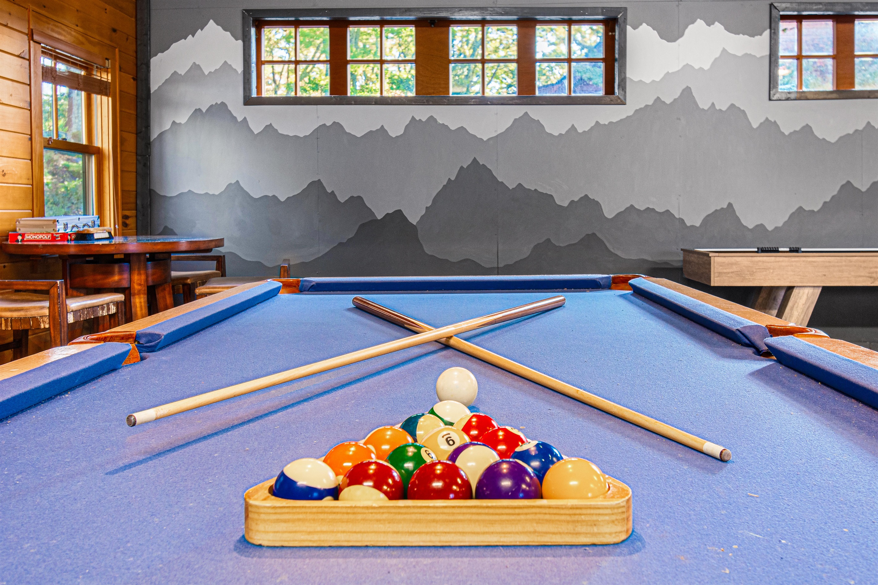 Newly felted and leveled pool table.
