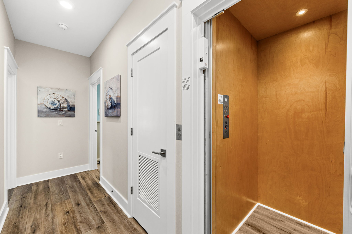 The residential elevator makes unpacking, groceries, and multi-generational travel easy with access to every floor.