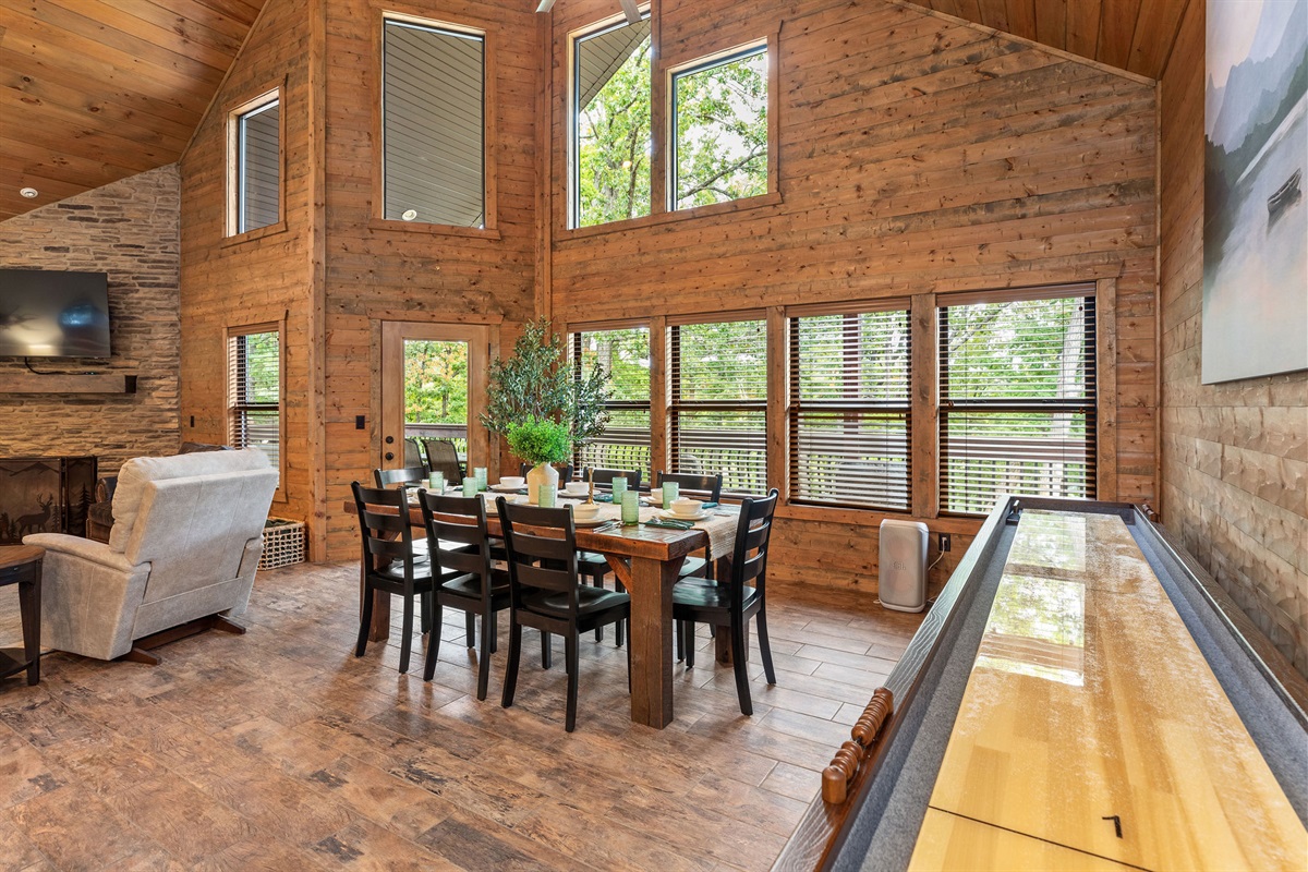 Dining table for 8 and shuffleboard!