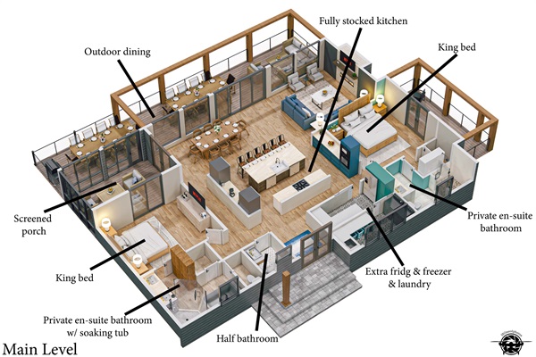 3D floor plan - main level