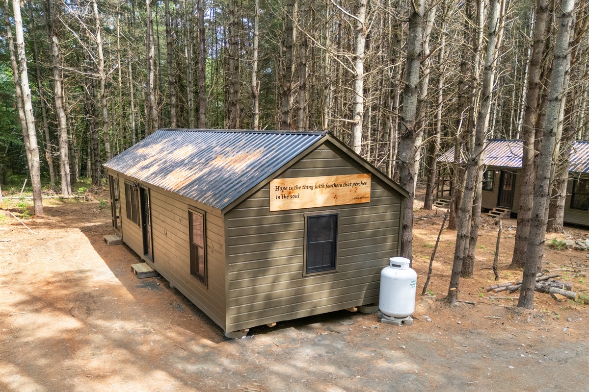 Private cabin surrounded by trees