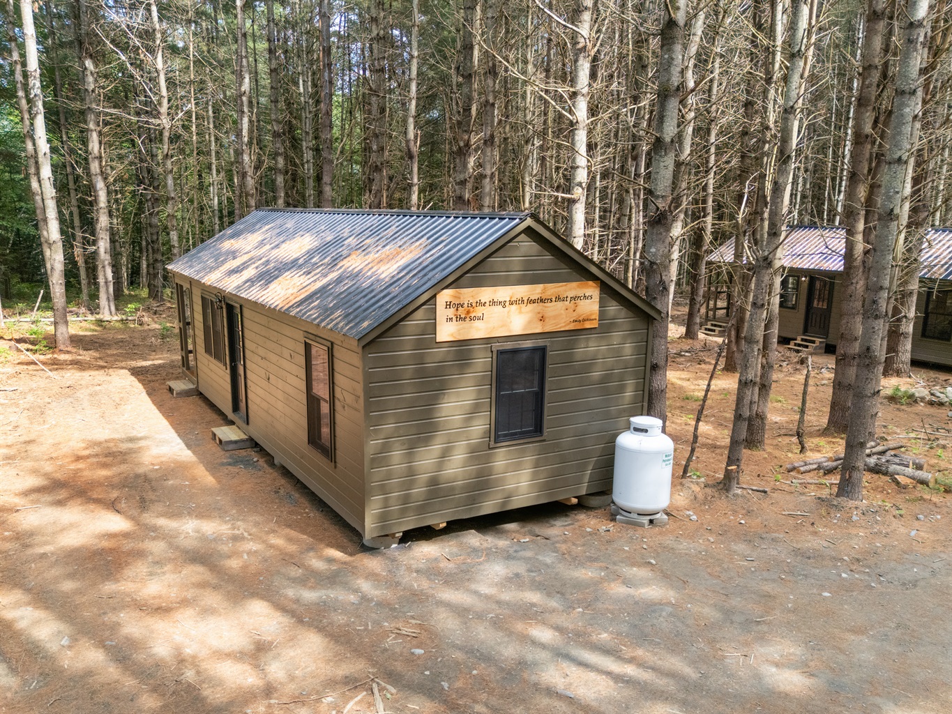 Private cabin surrounded by trees