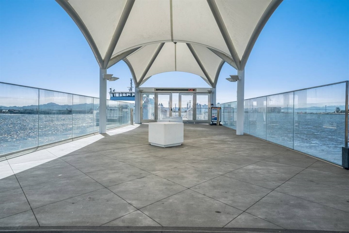 Alameda's glistening ferry terminal to San Francisco, located at Sea Plane Lagoon.