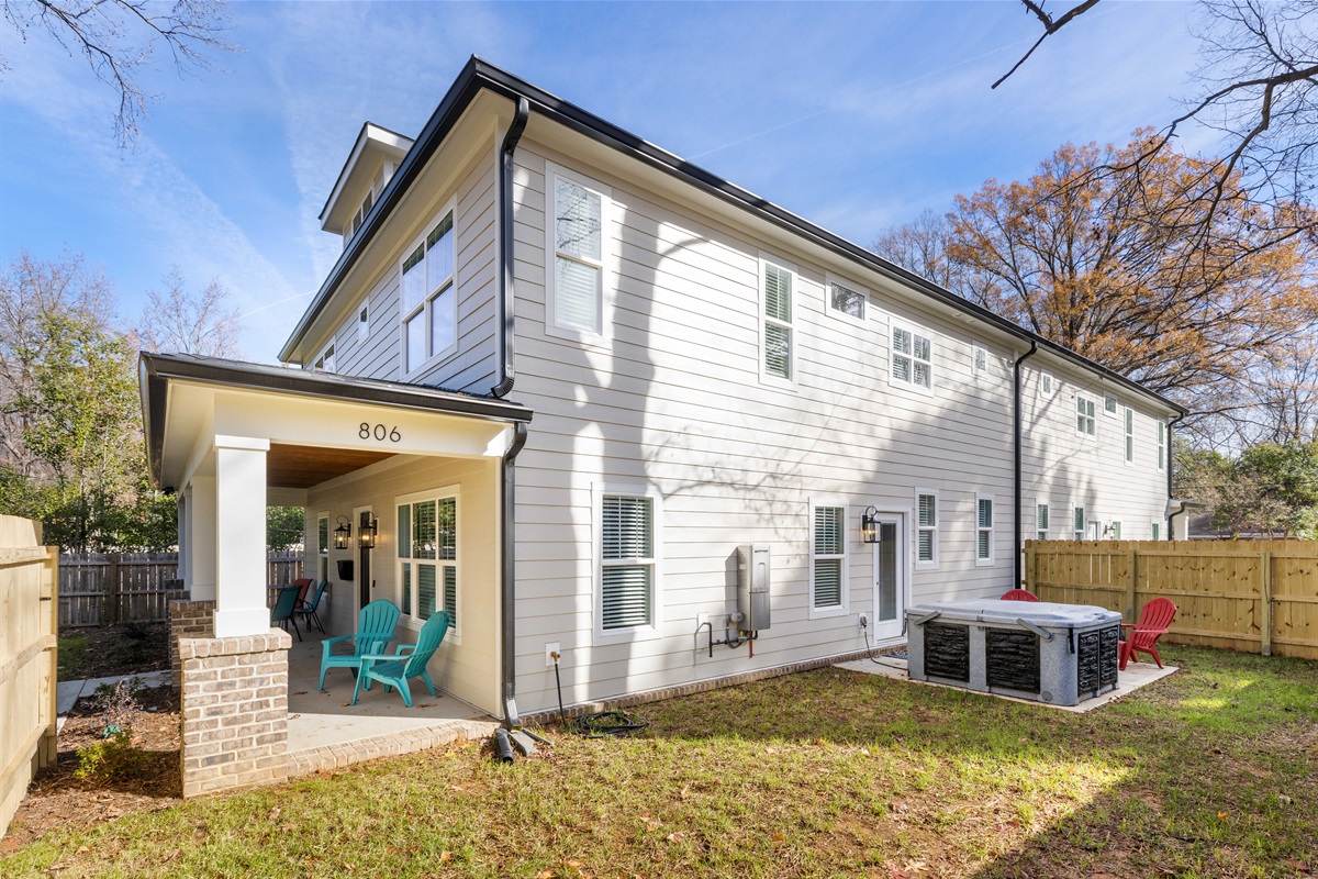 The home's outside space is private and fenced