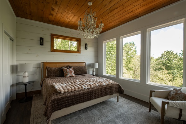 King Suite 3 | Warm, modern retreat overlooking forest and mountains