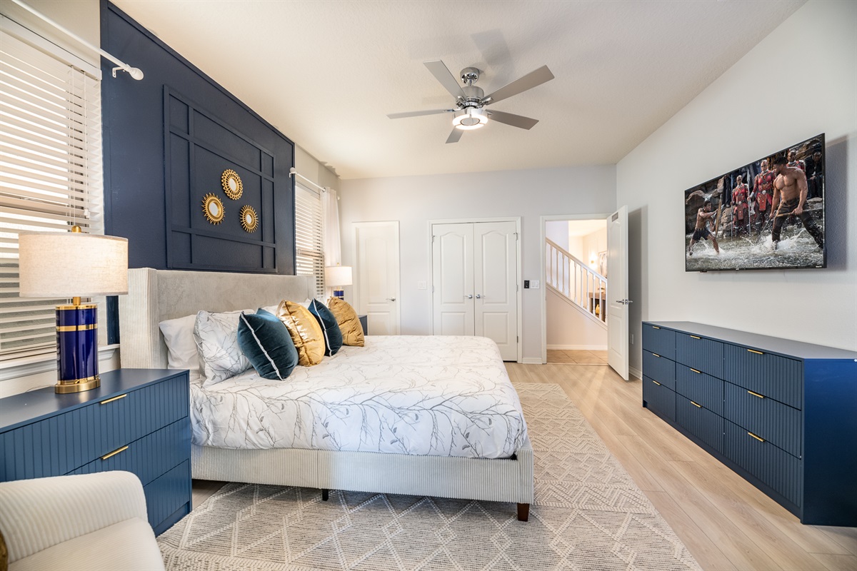 Master Suite 1 has a king bed and 55 inch tv