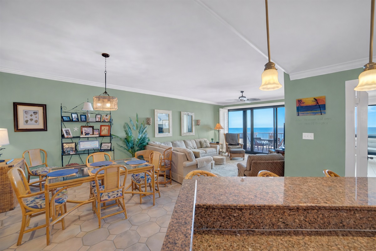 View of living area from kitchen 