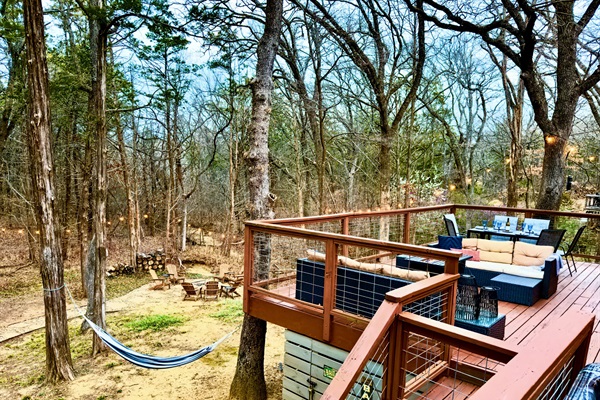 View of Deck and Backyard | Hammock | Firepit