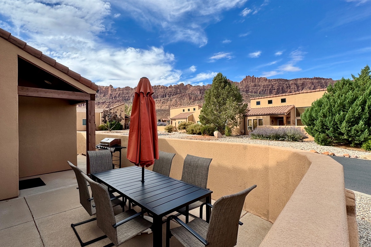 Enjoy the private patio with views of red rocks!