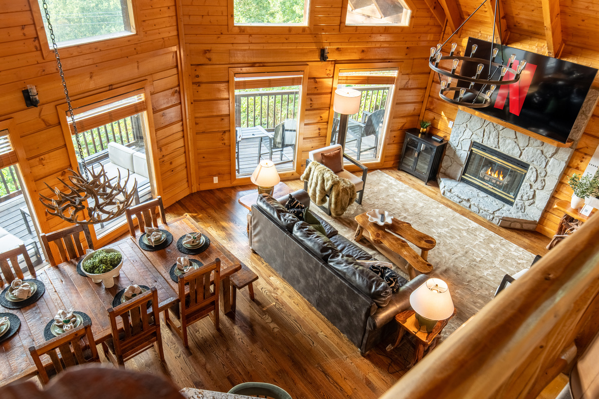 Spacious great room with views of the Smokies