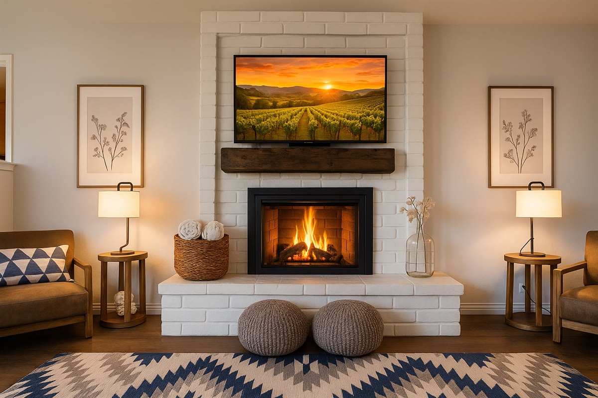 Cozy gas fireplace