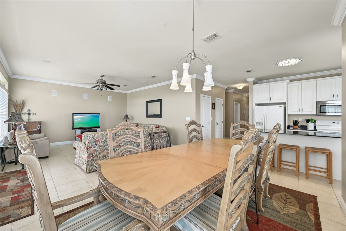 Dining Area #2 (Second Floor) - Large table seating 10 + island seating for 3