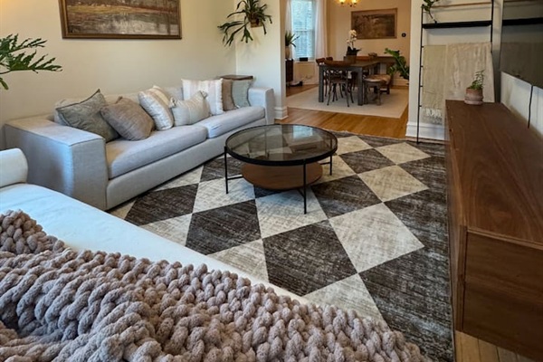 Open living room with plenty of seating for the entire group.