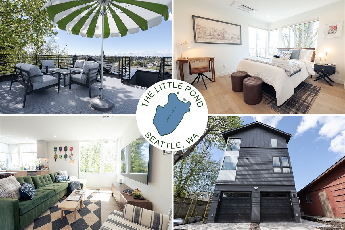 Welcome to The Little Pond, we are delighted to have you stay with us! Enjoy expansive views of Green Lake, Mt. Rainier, and the Olympics from the panoramic rooftop deck!