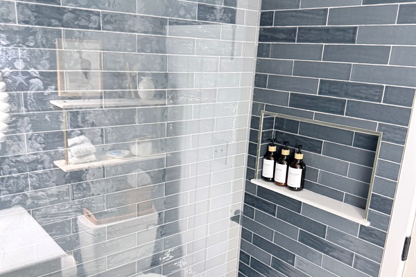 Shower and deep bathtub